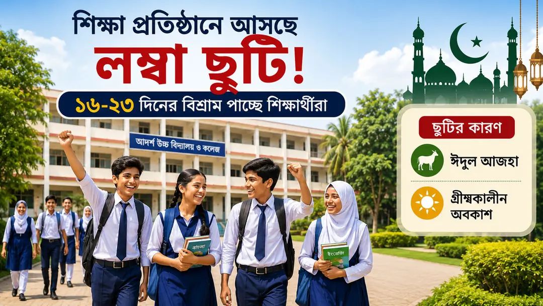ঈদ ও গ্রীষ্মকালীন ছুটি একসঙ্গে, ২১ মে থেকেই টানা অবকাশে শিক্ষার্থীরা