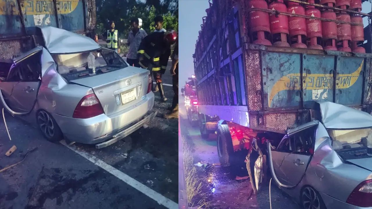সিলিন্ডারভর্তি ট্রাকের পেছনে প্রাইভেটকারের ধাক্কা, প্রাণ গেল ৫ জনের