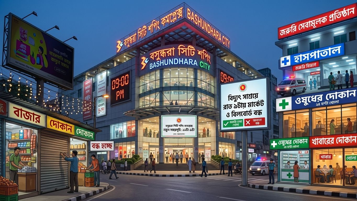 রাত ৯টা পর্যন্ত খোলা থাকবে শপিংমল-মার্কেট, ছাড় পাচ্ছে জরুরি সেবামূলক প্রতিষ্ঠান